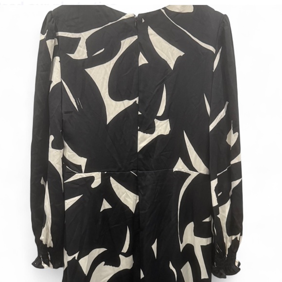 DKNY Women’s Black Eggshell Abstract Asymmetrical Hem Long Sleeve Dress - Picture 6 of 8